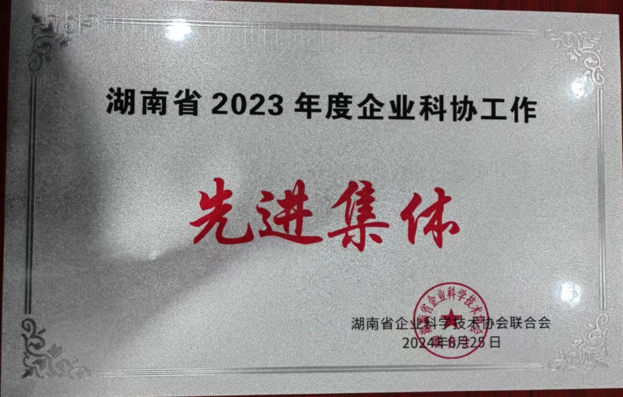 云顶国际yd888智能科协荣获湖南省2023年度“企业科协事情先进整体”