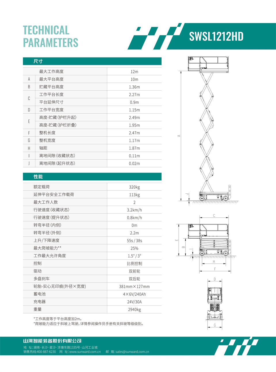 SWSL1212HD 电动液驱剪叉式高空作业平台